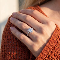 Thumbnail for Halo engagement ring — close-up of the details, silver | SKU: 101791-4.5-silver
