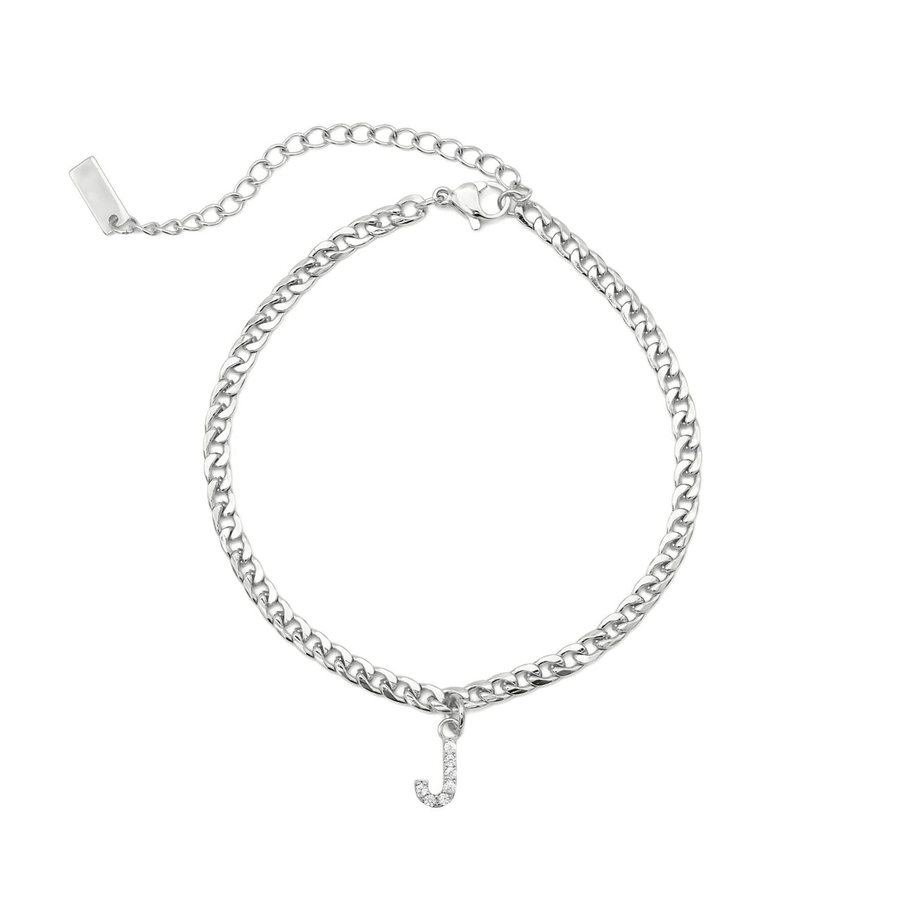 Silver Initial Anklet - Ankle Bracelet - Anklet for Women - Silver Leg Bracelet Anklet J Brother & Sisters
