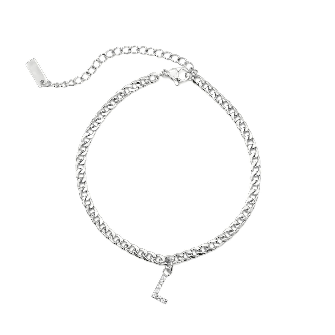 Silver Initial Anklet - Ankle Bracelet - Anklet for Women - Silver Leg Bracelet Anklet L Brother & Sisters