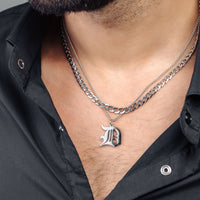 Thumbnail for Silver Man Necklace - Initial Necklace - Unique Letter Necklace - Mens Chain Necklace Necklace A Brother & Sisters