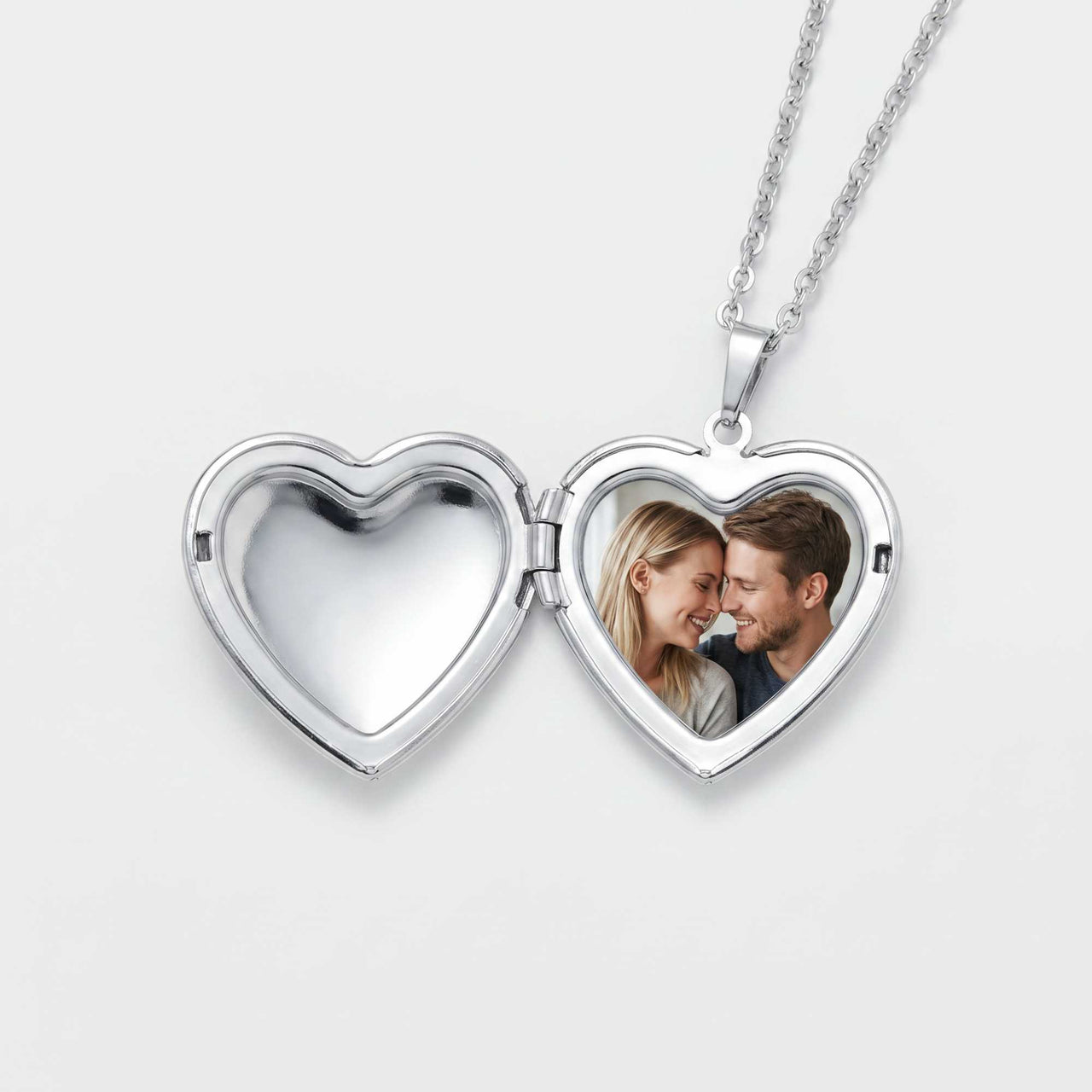 Crystal Heart Photo Locket Necklace