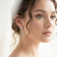 Thumbnail for Austrian Crystals Flowers Earrings