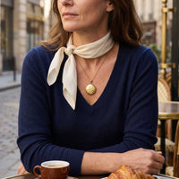 Thumbnail for Floral Round Photo Locket Necklace