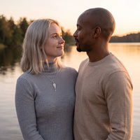 Thumbnail for Woman wearing the silver necklace with her partner | SKU: 42005-silver