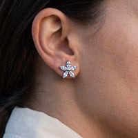 Thumbnail for Flower stud earrings — close-up of the details, silver | SKU: 419620-silver