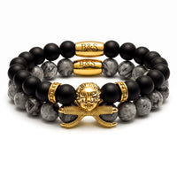 Thumbnail for Gold Lion with Black & Grey Stones Set – studio packshot | Brother & Sisters | SKU: 21369621-gold-XS-14-15, 21369621-gold-S-16-17, 21369621-gold-M-18-19, 21369621-gold-L-20-21, 21369621-gold-XL-22-23
