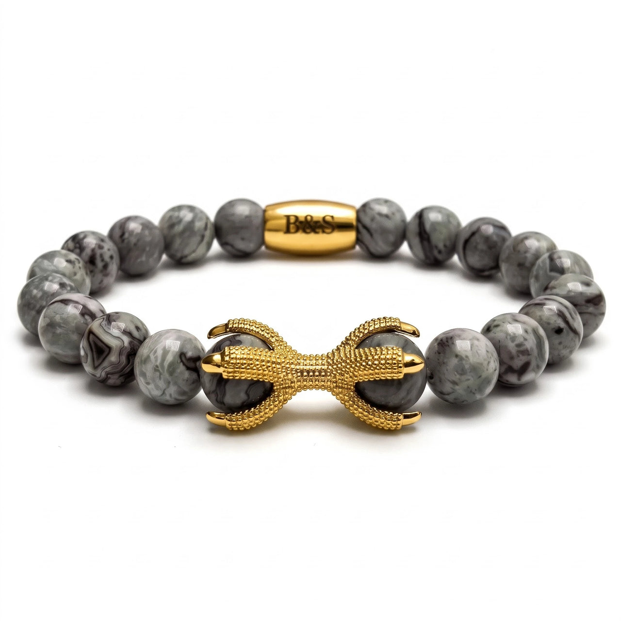 Gold Viking & Grey Stones – studio packshot | Brother & Sisters | SKU: 21039839-gold-XS-14-15, 21039839-gold-S-16-17, 21039839-gold-M-18-19, 21039839-gold-L-20-21, 21039839-gold-XL-22-23