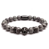 Thumbnail for Black Lion & Grey Stones Bracelet – studio packshot | Brother & Sisters | SKU: 20866222-gun-black-XS-14-15, 20866222-gun-black-S-16-17, 20866222-gun-black-M-18-19, 20866222-gun-black-L-20-21, 20866222-gun-black-XL-22-23