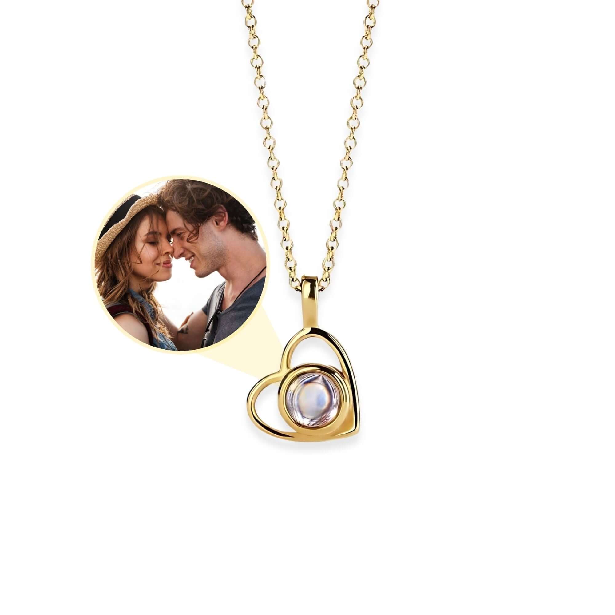Heart Photo Necklace - Personalised Necklace - Customised Necklace Necklace Gold Brother & Sisters