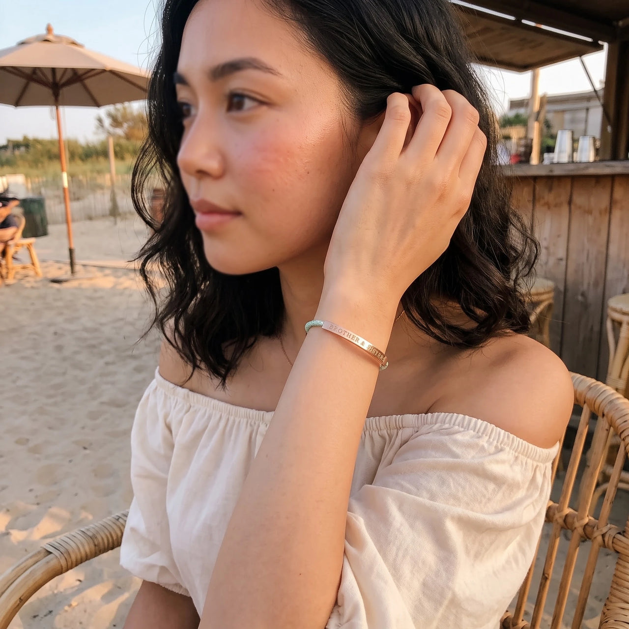 Cord bracelet — worn, everyday gesture, rose gold | SKU: lamenthe-rg
