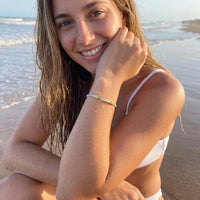 Thumbnail for Light blue bracelet — worn in the water, waterproof, gold | SKU: leciel-g