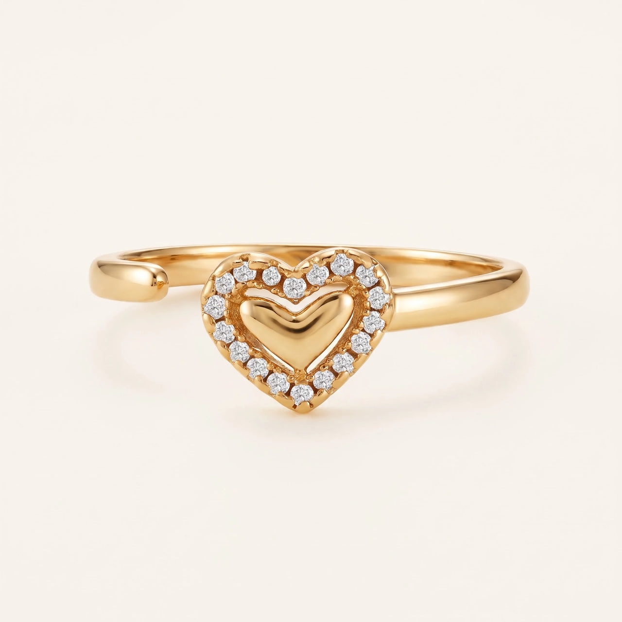 Heart ring — product photo on a white background, gold | SKU: lecoeur