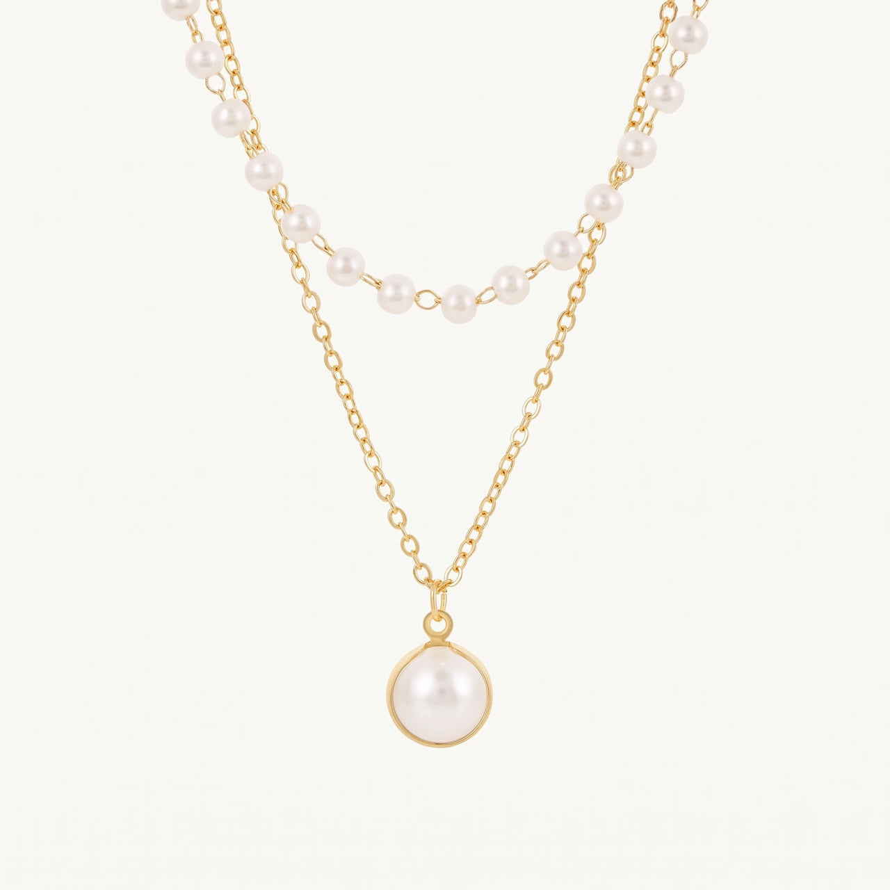 Pearl necklace — product photo on a white background, gold | SKU: lepure