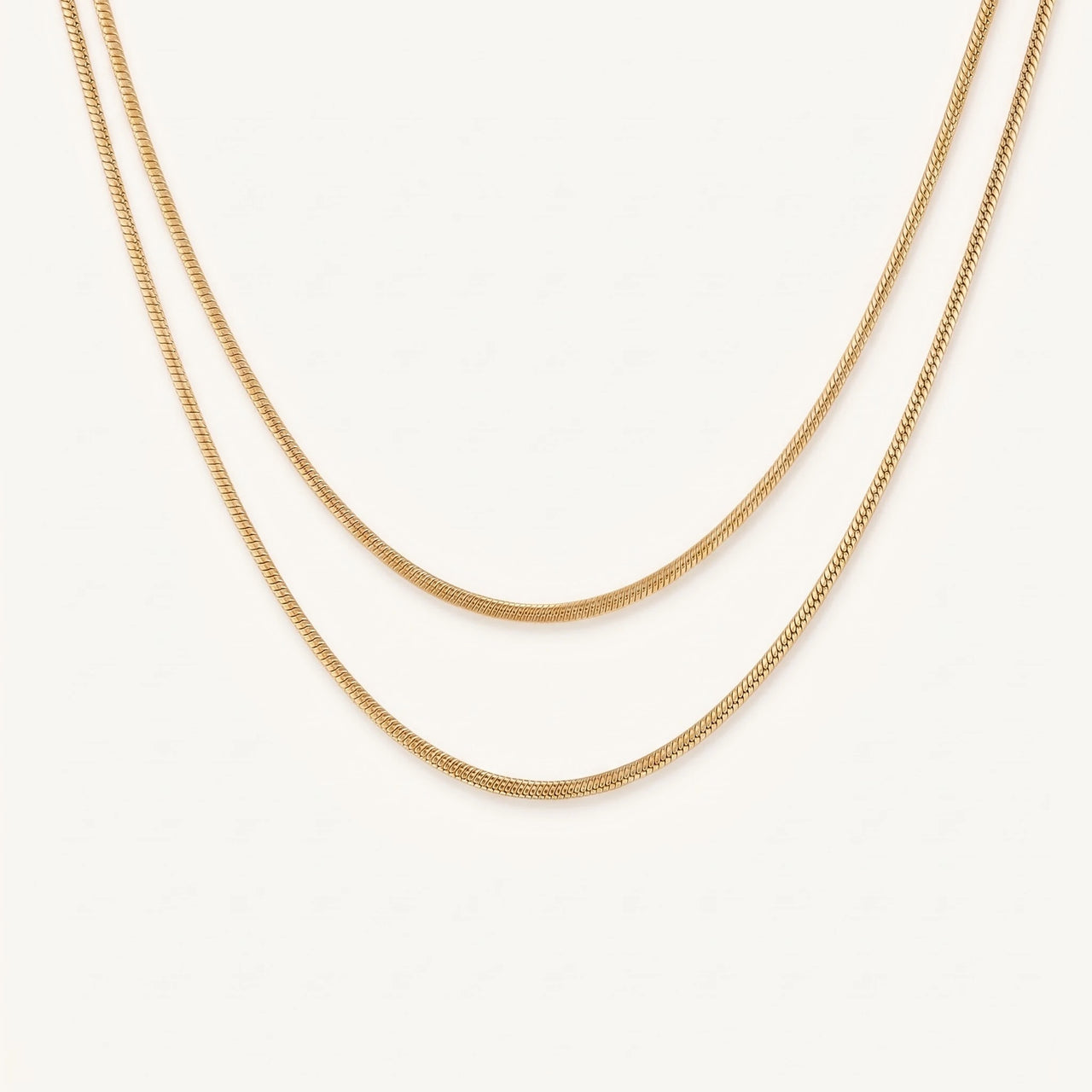 Snake chain necklace — product photo on a white background, gold | SKU: lesimplenecklace
