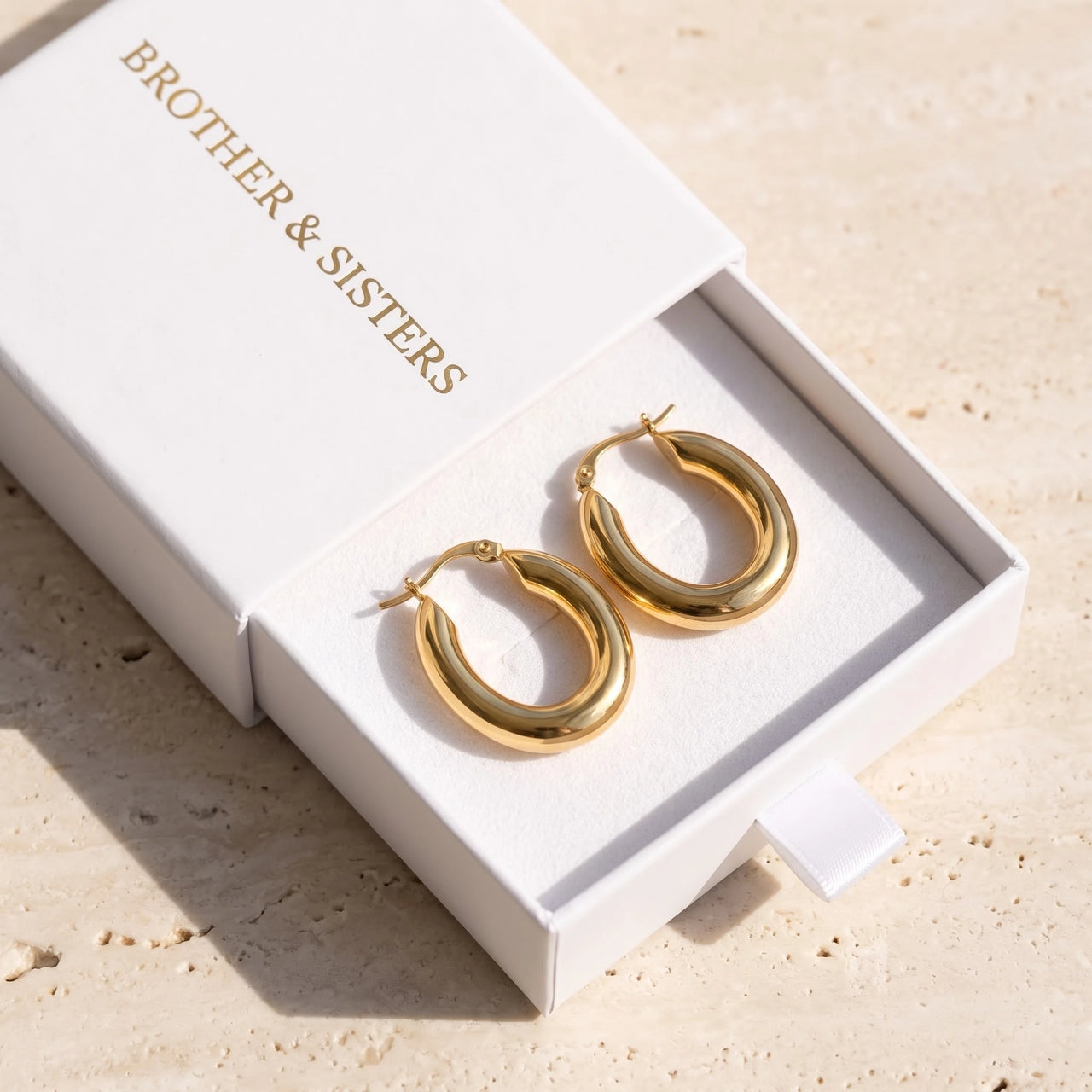 Chunky gold hoops — in the gift box, gold | SKU: lesbrillantes