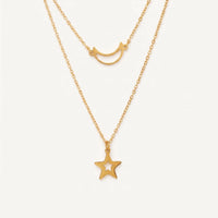 Thumbnail for Moon and star necklace — product photo on a white background, gold | SKU: letoile-g