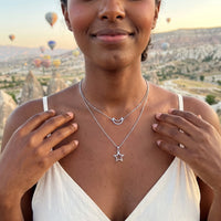 Thumbnail for Moon necklace — worn on a getaway, silver | SKU: letoile-wg