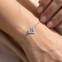 Thumbnail for Diamond shape bracelet — close-up of the details, silver | SKU: 11662607-white-gold