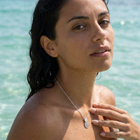 Thumbnail for Silver necklace worn in the sea, waterproof stainless steel with water drops | SKU: 8050907-white-gold