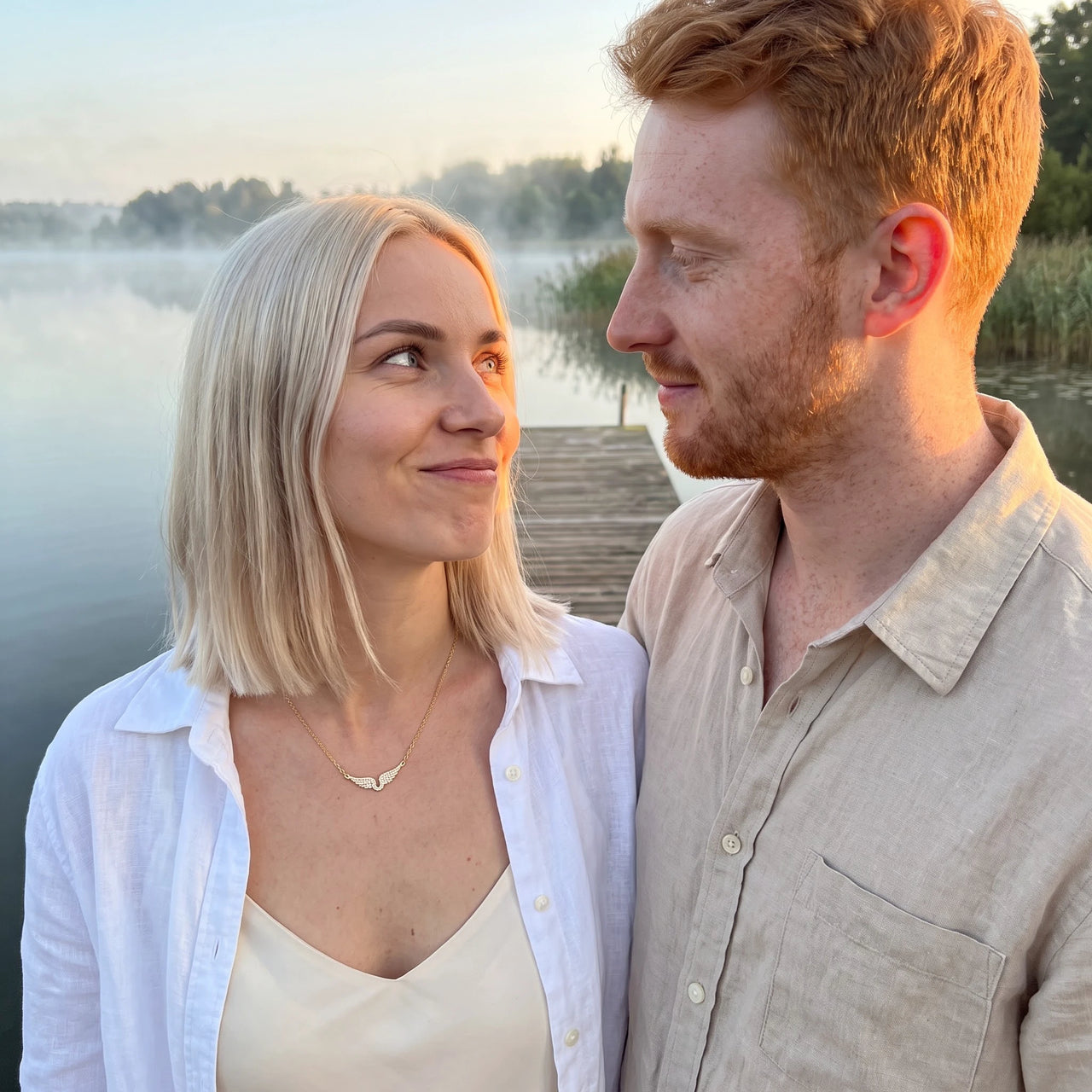 The gold necklace worn on a summer evening | SKU: 42002-gold