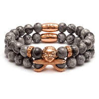 Thumbnail for Rose Gold Lion & Grey Stones Set – studio packshot | Brother & Sisters | SKU: 21039839SET-rose-gold-XS-14-15, 21039839SET-rose-gold-S-16-17, 21039839SET-rose-gold-M-18-19, 21039839SET-rose-gold-L-20-21, 21039839SET-rose-gold-XL-22-23