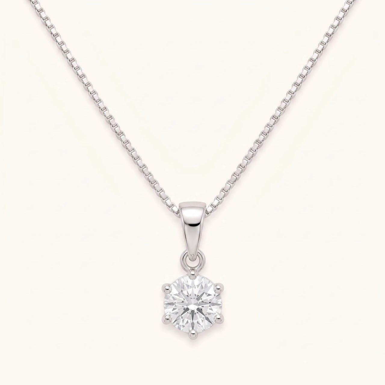 Solitaire necklace — product photo on a white background, silver | SKU: 505665