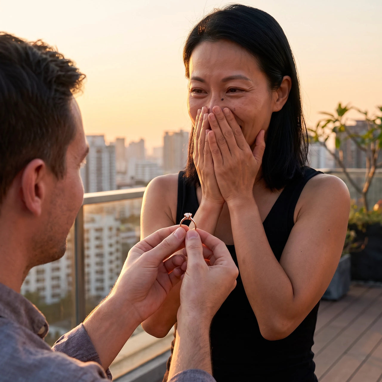 Rose gold solitaire engagement ring — a marriage proposal, rose gold | SKU: 33759698-4.5-rose-gold