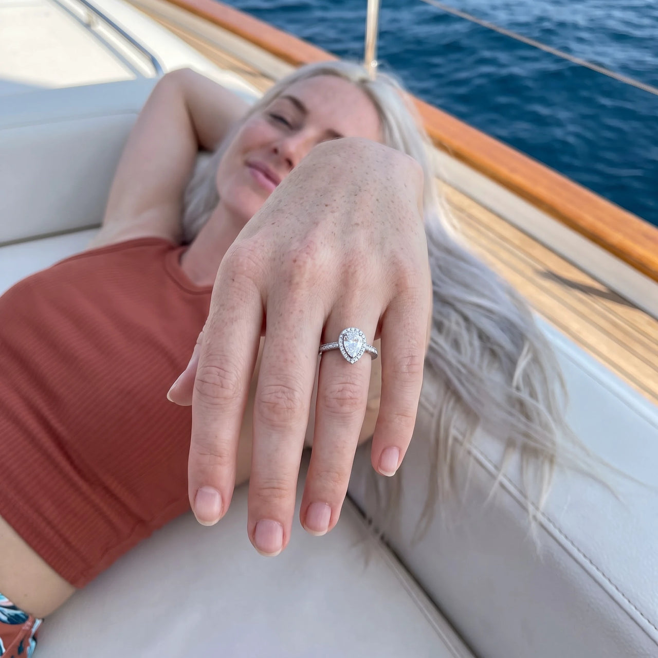 Cubic zirconia ring — worn, silver | SKU: 505162-4.5-silver