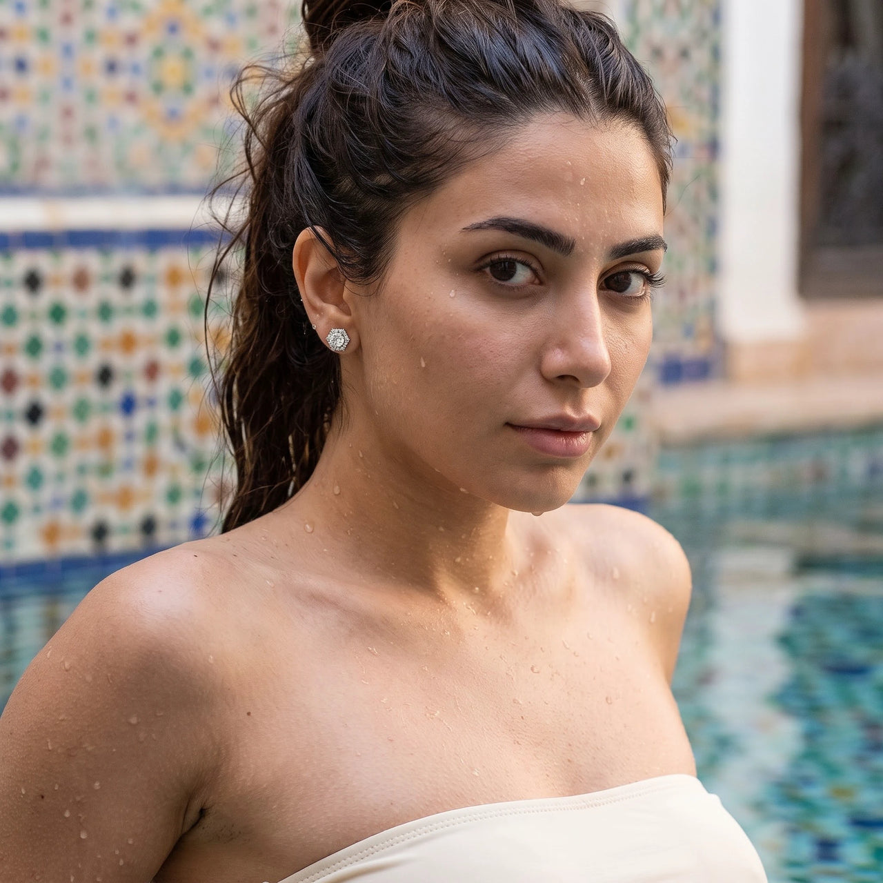Starburst earrings — worn in the water, waterproof, silver | SKU: 30876249