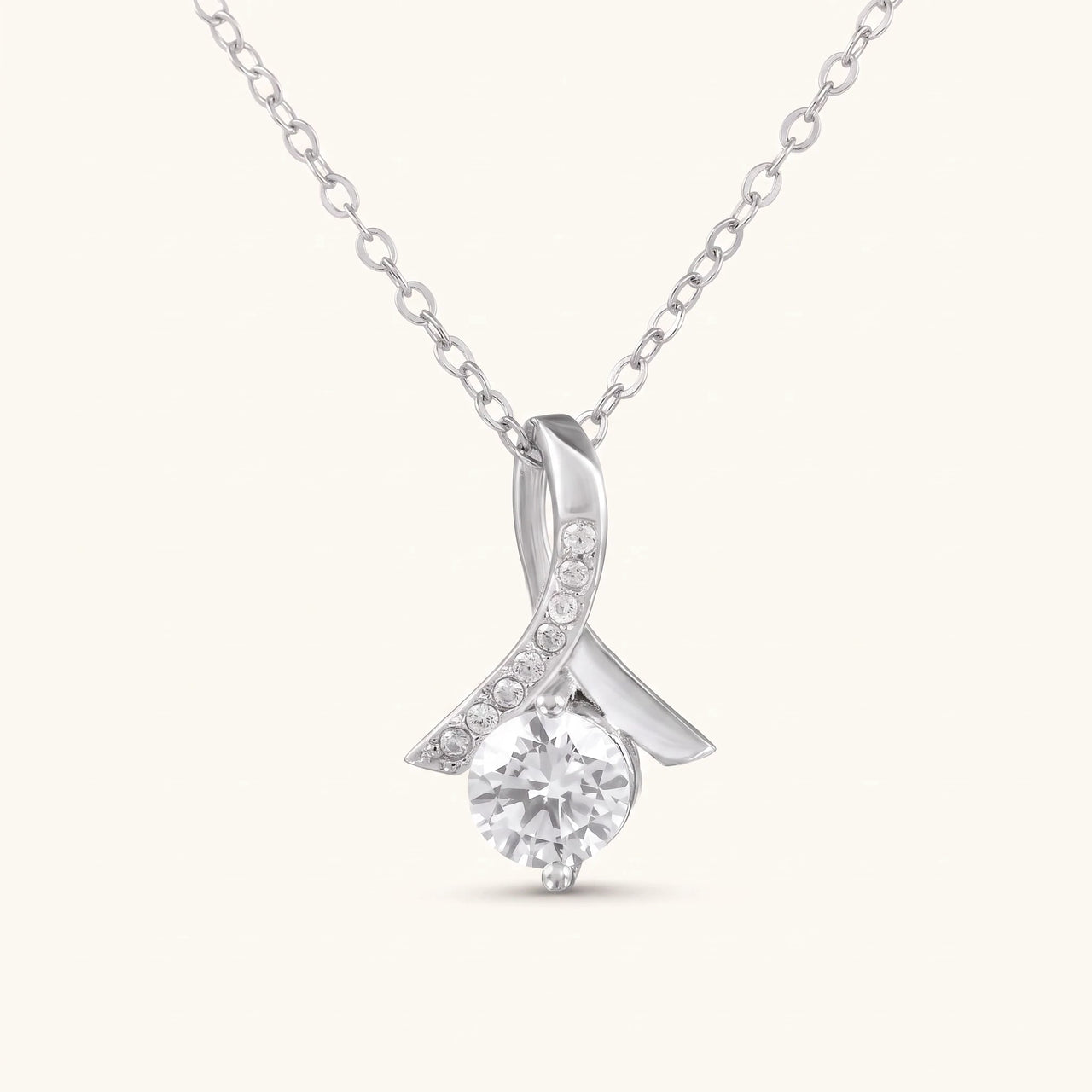 Ribbon necklace — product photo on a white background, silver | SKU: 6309048