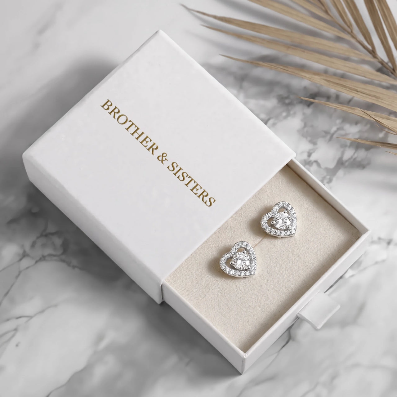 Heart stud earrings — in the gift box, silver | SKU: 1953493