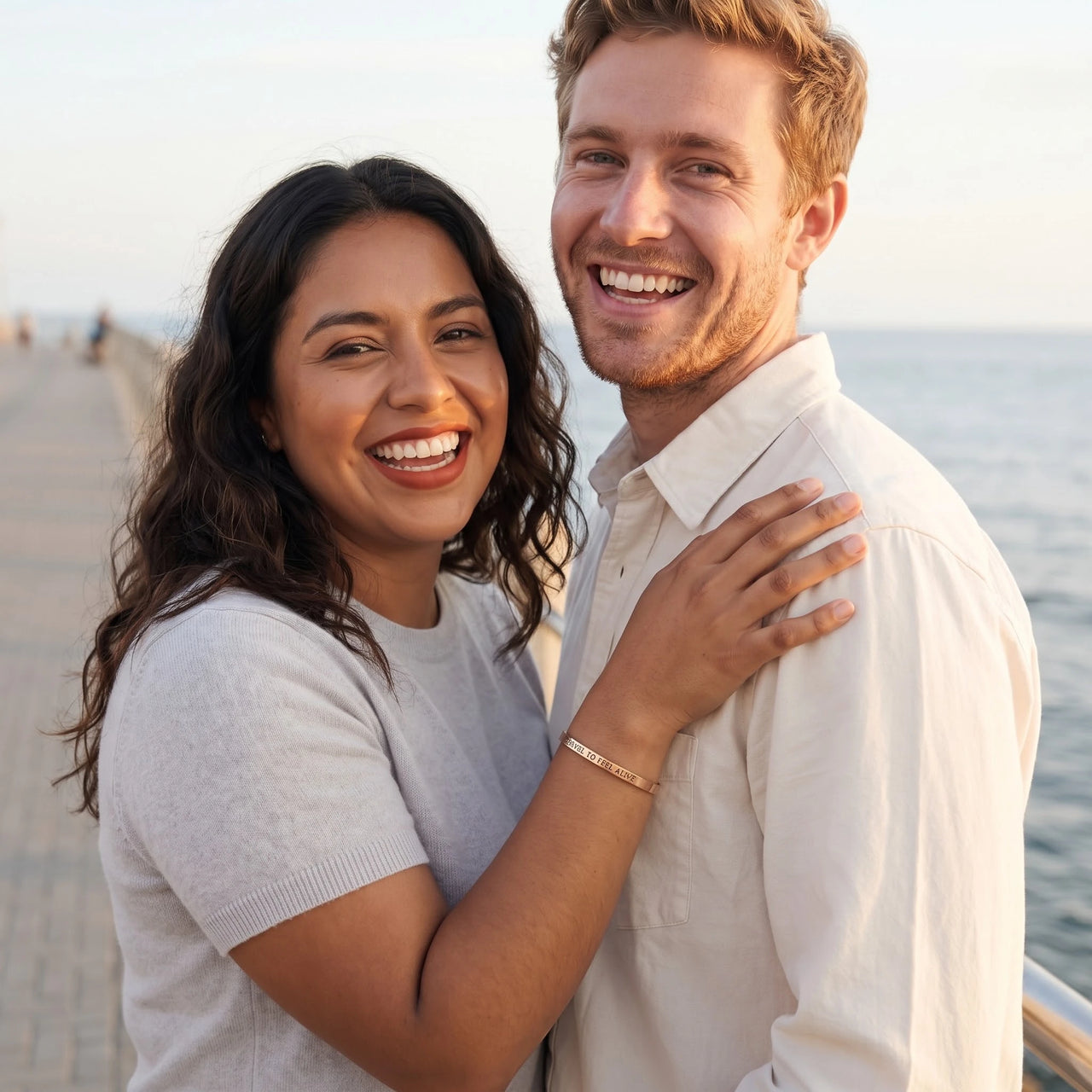 Travel bracelet — worn by a couple, rose gold | SKU: ttfa-rg