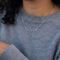 Thumbnail for The silver necklace worn, close-up | SKU: 42004-silver